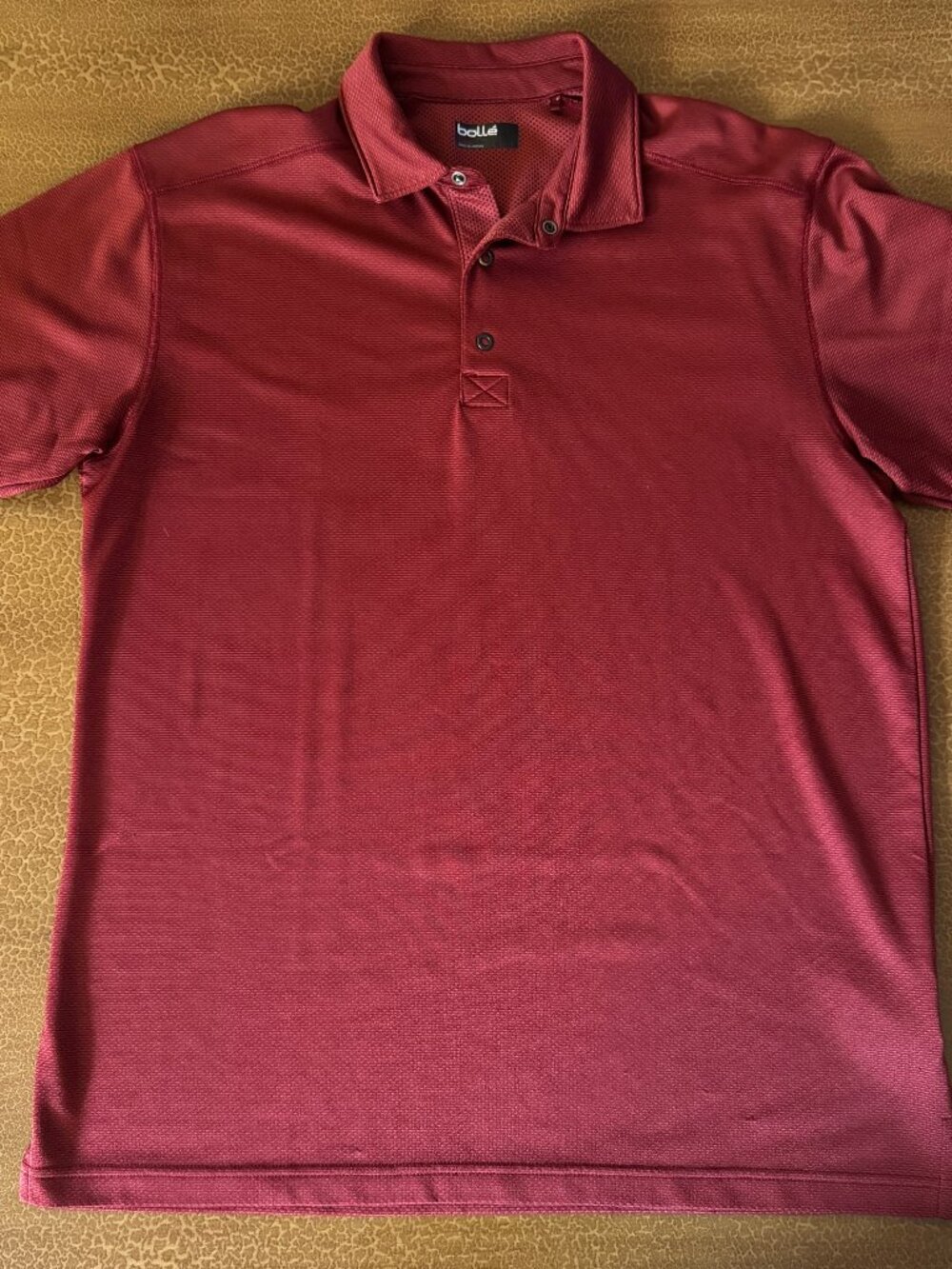 Bolle Short Sleeve Polo Style Collar Dress Shirt Red - Size Large